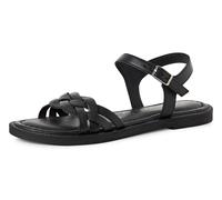 Riemchensandale TAMARIS, Damen, Gr. 37, schwarz, Leder, Schuhe Riemchensandale, Sandalette, Sommerschuh mit Riemchen in Flechtoptik (29502826-37) schwarz