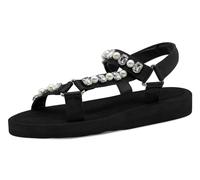 Riemchensandale TAMARIS, Damen, Gr. 37, schwarz, Textil, Schuhe Riemchensandale, Keilabsatz, Plateau, Sandalette, Sommerschuh mit Schmucksteinen (69982508-37)