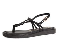 Riemchensandale TAMARIS, Damen, Gr. 37, schwarz, Textil, Ziegenveloursleder, Schuhe Riemchensandale, Plateau, Sandalette, Sommerschuh mit glänzenden Strasssteinchen (92094902-37)