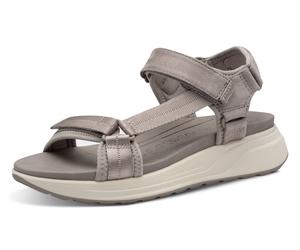 Riemchensandale TAMARIS, Damen, Gr. 38, grau, Textil, Schuhe Riemchensandale, Plateau, Sandalette, Trekkingsandale, verstellbare Klettverschlüsse (14718843-38) grau