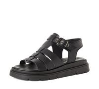 Riemchensandale TAMARIS, Damen, Gr. 39, schwarz, Glattleder, Schuhe Riemchensandale, Keilabsatz, Sandalette im modischen Römersandalen-Look (64159557-39) schwarz
