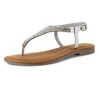 Riemchensandale TAMARIS, Damen, Gr. 39, silber (silberfarben), Leder, glänzend, Schuhe Riemchensandale, Sandalette, Sommerschuh, Festtagsschuh, funkelnde Strasssteinchen (54723757-39) silberfarben