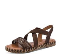 Riemchensandale TAMARIS, Damen, Gr. 40, mokka, Lederimitat, Textil, bestickt, Basic, Schuhe Riemchensandale, Sommerschuh, Sandalette mit bestickter Sohle (96041323-40) mokka