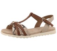 Riemchensandale TOM TAILOR "Mandy", Damen, Gr. 37, beige, braun, Lederimitat, Textil, Schuhe Riemchensandale, Platau, Sandalette, Sommerschuh mit Kontrastbesatz in Snake-Optik (45911426-37) beige, bra