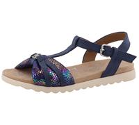 Riemchensandale TOM TAILOR "Nani", Mädchen, Gr. 34, navy, Lederimitat, Textil, Schuhe Riemchensandale, Plateau, Sandalette mit Raffungen und Kontrastbesatz (31171726-34) navy