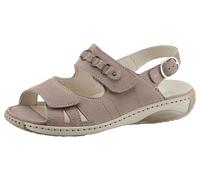 Riemchensandale WALDLÄUFER "GARDA", Damen, Gr. 3,5 (36), beige (sand), Nubukleder, Schuhe Riemchensandale, Sommerschuh, Sandalette, Keilabsatz, mit Druckknopf, G-Weite (29304349-3,5)