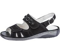 Riemchensandale WALDLÄUFER "GARDA", Damen, Gr. 4 (37), schwarz, Nubukleder, Schuhe Riemchensandale, Sommerschuh, Sandalette, Keilabsatz, mit Druckknopf, G-Weite (15005335-4) schwarz