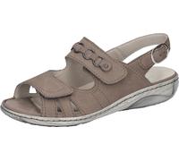 Riemchensandale WALDLÄUFER "GARDA", Damen, Gr. 4,5 (37,5), grau (taupe), Nubukleder, Schuhe Riemchensandale, Sommerschuh, Sandalette, Keilabsatz, mit Druckknopf, G-Weite (63472340-4,5)