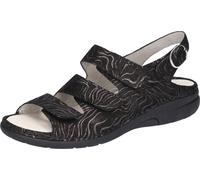 Riemchensandale WALDLÄUFER "GUNNA", Damen, Gr. 5,5 (38,5), schwarz, Veloursleder, metallic, Schuhe Riemchensandale, Sommerschuh, Sandalette, Keilabsatz, in Metallic-Optik, G-Weite (77497601-5,5)