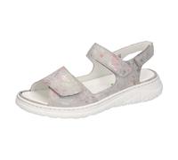 Riemchensandale WALDLÄUFER "H-JOLINE", Damen, Gr. 7 (40,5), bunt (hellgrau multicolor), Veloursleder, metallic, Schuhe Riemchensandale, Sommerschuh, Klettschuh, Bequemschuh in Komfortweite H (= sehr w