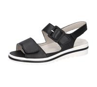 Riemchensandale WALDLÄUFER "HAKURA", Damen, Gr. 4 (37), schwarz, Nappaleder, unifarben, Schuhe Riemchensandale, Sommerschuh, Sandalette, Keilabsatz, mit Profilsohle, Weite H (48480417-4)