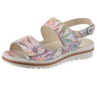 Riemchensandale WALDLÄUFER "HAKURA", Damen, Gr. 8 (42), bunt (multicolor), Veloursleder, geblümt, Basic, Schuhe Riemchensandale, Klettschuh, Sandalette, Keilabsatz, in Komfortweite H (= sehr weit) (82