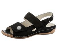 Riemchensandale WALDLÄUFER "HELIETT", Damen, Gr. 5,5 (38,5), schwarz, Nubukleder, Schuhe Riemchensandale, Sommerschuh, Sandalette, Keilabsatz, mit Wechselfußbett, H-Weite (53136652-5,5)