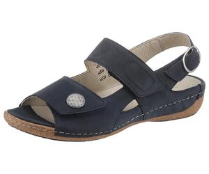 Riemchensandale WALDLÄUFER "HELIETT", Damen, Gr. 6,5, blau (dunkelblau), Nubukleder, Schuhe Riemchensandale, Sommerschuh, Sandalette, Keilabsatz, mit Wechselfußbett, H-Weite (54049510-6,5) dunkelblau