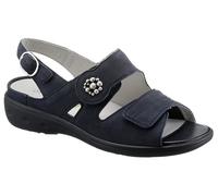 Riemchensandale WALDLÄUFER "Kara-Soft", Damen, Gr. 6 (39), blau (dunkelblau), Nubukleder, Textil, Schuhe Riemchensandale, Sommerschuh, Sandalette, Keilabsatz, mit Klettverschlüsse, K-Weite (13423142-6
