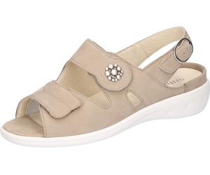 Riemchensandale WALDLÄUFER "Kara-Soft", Damen, Gr. 7 (40,5), beige (hellbeige), Nubukleder, Textil, Schuhe Riemchensandale, Sommerschuh, Sandalette, Keilabsatz, mit Klettverschlüsse, K-Weite (97648736