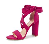 Riemchensandalen für Damen, klobige Absätze, hochhackige Sandalen mit Schnürung, modisch, lässig, hautfarben, Blockabsatz-Sandalen, lila, pink, 39.5 EU