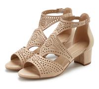 Riemchensandalette LASCANA "Sommerschuh", Damen, Gr. 37, beige, Obermaterial: 100% Textilmaterial. Decksohle: 100% Lederimitat. Futter: 100% Lederimitat. Laufsohle: 100% Synthetik, unifarben, Basic, S