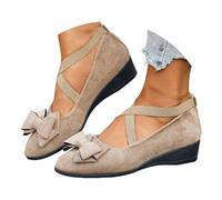 Riemchenschuhe Damen Mary Jane Pumps mit Schleife, Bequeme Keilabsatz Schuhe, Ballerinas Elegant mit Riemchen,Atmungsaktive Balerinaschuhe,Elegante Strandschuhe,Absatzschuhe Weiß 37 Geschlossen