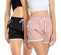 riemot 2 Pack Badeshorts Damen Schnelltrocknend Kurze Sporthose Yogahose Trainingshose Atmungsaktiv Schwimmshorts Sommer Badehose UV Schutz Strandshorts Boardshorts,Schwarz Rosa,XXL