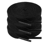 riemot Flach Schnürsenkel 3 Paar reißfest 8mm Breit Schuhbänder Ersatz Shoelaces aus Polyester für Sneaker, Sportschule, Laufschuhe, Schlittschuhe, Freizeitschuhe, Segeltuchschuhe - Schwarz, 140cm