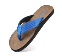 riemot Herren Flip Flops mit Fußgewölbeunterstützung, bequeme Zehentrenner mit starkem Nylonriemen, weichem Mikrovelours-Fußbett und TPR-Laufsohle für Strand, Urlaub, Sommer und Alltag Blau EU47