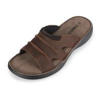 riemot Herren-Sandalen aus Leder, bequem, leicht, Sommer, Strand, mit Memory-Schaum-Fußbett, lässig, gepolstert, für drinnen und draußen, Größe 43-42, Dunkelbraun, 13