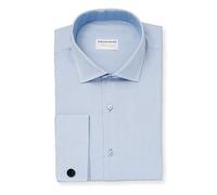 RIESENHEMD Hamburg Herren Business Hemd - Slim Fit extra lange Ärmel - 72cm - Überlänge - Baumwolle - Kent Kragen - hellblau-weiß - Umschlagmanschette - Rom Gr. 39