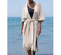 Rifò - Circular Fashion Made in Italy Brisa Netz-Cardigan aus recycelter und Bio-Baumwolle ecru