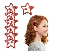 Righe e Pois Haarspangen in Sternform, Glitzer, Klick-Klack, Haarspangen für Damen und Mädchen, zum Aufstecken, sternförmig, 5 cm, 7 Stück Set (Rot)