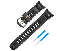 Rihahisy Uhrenarmband aus Silikon für Casio Protrek PRG-130-1V, PRW-1500-1V, PRW-1500J-1 - Schwarz, 18 mm, Standard-Design, Schnalle, Wasserfest, Minimalistisch, Herren