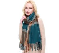 RIIQIICHY Schal Damen Winter kuschelig karierter Winterschal mit Fransen weicher Damenschal für Herbst