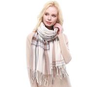 RIIQIICHY Schal Damen Winter kuschelig karierter Winterschal mit Fransen weicher Damenschal für Herbst