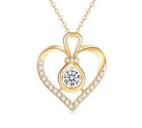 Rikelus 375/9 Karat Echtgold-Herz-Halskette für Damen,Gelbgold 0,55 Carat (CTTW),Moissanite-Unendlichkeits-Herz-Anhänger-Halskette,Jubiläums-Geburtstags-Geschenk für Ehefrau,40,6 cm + 5,1 cm (Stil-1)