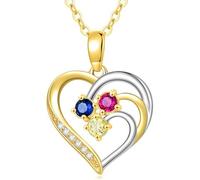 Rikelus 375/9K Echtgold Liebes Knoten Halskette für Damen, Weiß/Gelbgold Farbiger Zirkonia Herz Anhänger Halskette, Schmuck Geschenk zum Jahrestag Geburtstag für Ehefrau Mutter, 40 + 5 cm