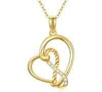 Rikelus 375/9K Echtgold Moissanit Herz Halskette für Damen, Gelbgold Unendlichkeits Liebes Anhänger Halskette, Schmuckgeschenk zum Jahrestag Geburtstag für Ehefrau Mutter Freundin, 40+5cm (stil-4)