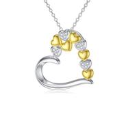 Rikelus Natürliche Diamant Herz Halskette aus S925 Silber für Frauen Mädchen,Herz Anhänger Halskette Diamant Geschenke zum Geburtstag Weihnachten 45 + 5 cm (Herz-Halskette)