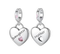 Rimgoris 925 Sterling Silber Charm für Damen Armbänder Halskette Familie Mutter und Tochter Herz 2-teiliges Set 5A Zirkonia Valentinstag Geburtstag Muttertag Geschenk Charms für Damen