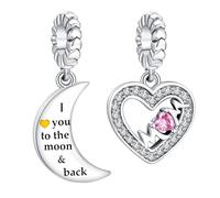 Rimgoris 925 Sterling Silber Charm für Damen Armbänder Halskette Sterne und Mond Mutter Charm Armband für Damen