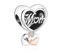 Rimgoris 925 Sterling Silber Charme für Frauen Armbänder Halskette Forever Mom Love Heart Dangle Charm Geschenk
