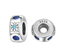 Rimgoris 925 Sterling Silber Damen Armbänder Halskette Blau Schneeflocke Clips Anhänger Damen Armband Charm Muttertag mit Zirkonia 2 Packungen