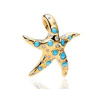 Rimgoris Gold überzogenes Seestern-Charms, mit blauen Emaille-Steinen und Kristallen, für DIY Armband, für Frauen, Sommer Schmuck