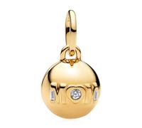 Rimgoris Vergoldeter 925 Sterling Silber MOM Charm, Passend für Pandora-Armbänder, Muttertagsgeschenk für Mama, Kristall Armbandperle