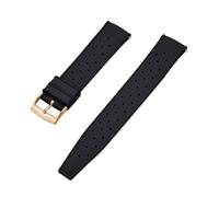 Rimmean 1 Stück Release Tropical FKM Uhrenarmband 22-23 mm, passend for flache Enden, universelle Armbänder(FKM-Black Gold,22mm)