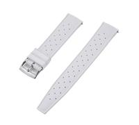 Rimmean 1 Stück Release Tropical FKM Uhrenarmband 22-23 mm, passend for flache Enden, universelle Armbänder(FKM-White Silver,23mm)