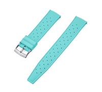 Rimmean 1 Stück Release Tropical FKM Uhrenarmband 22-23 mm, passend for flache Enden, universelle Armbänder(FKM-Cyan Silver,23mm)