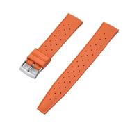 Rimmean 1 Stück Release Tropical FKM Uhrenarmband 22-23 mm, passend for flache Enden, universelle Armbänder(FKM-Orange Silver,23mm)