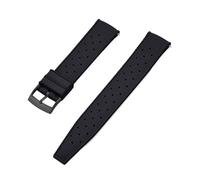 Rimmean 1 Stück Release Tropical FKM Uhrenarmband 22-23 mm, passend for flache Enden, universelle Armbänder(FKM-Black Black,22mm)