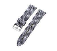 Rimmean 1 Stück Uhrenarmband aus Canvas, Segeltuch und Tweed, 18 mm, 20, 22, mit Lederverschluss, for Damen Herren(Blue White,22mm)