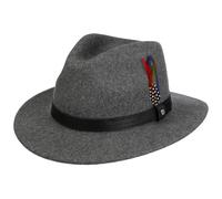 Stetson Rincova Traveller Wollhut - Unifarbener Hut - Outdoor-Filzhut mit Ledergarniturband - Made in USA - Herren - Herbst/Winter grau-meliert 63 cm